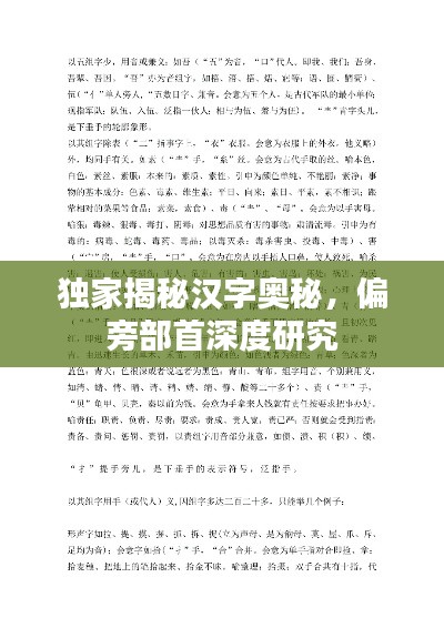 独家揭秘汉字奥秘,偏旁部首深度研究