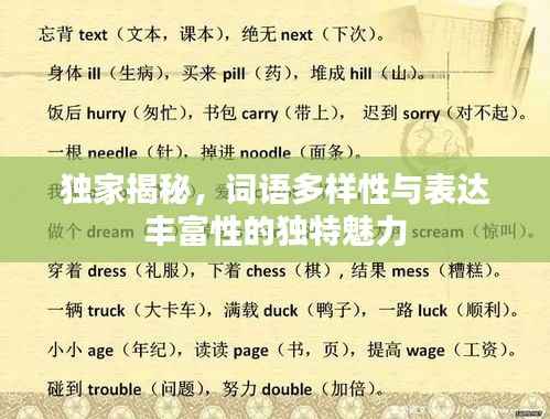 独家揭秘，词语多样性与表达丰富性的独特魅力