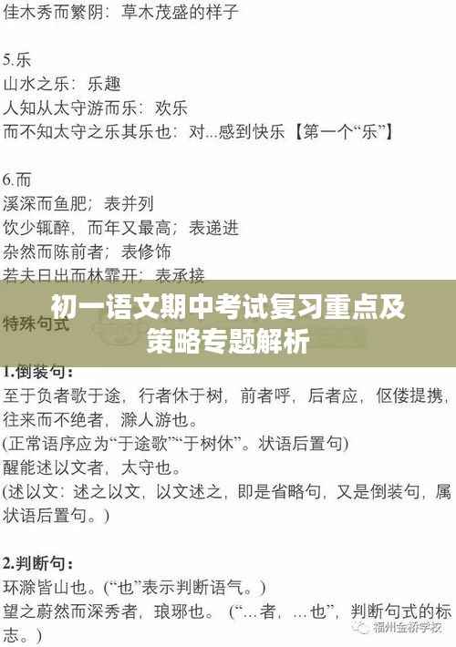 初一语文期中考试复习重点及策略专题解析
