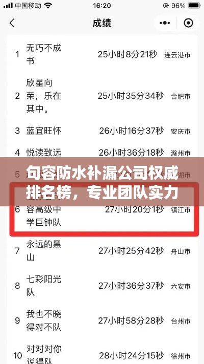 句容防水补漏公司权威排名榜,专业团队实力大比拼!